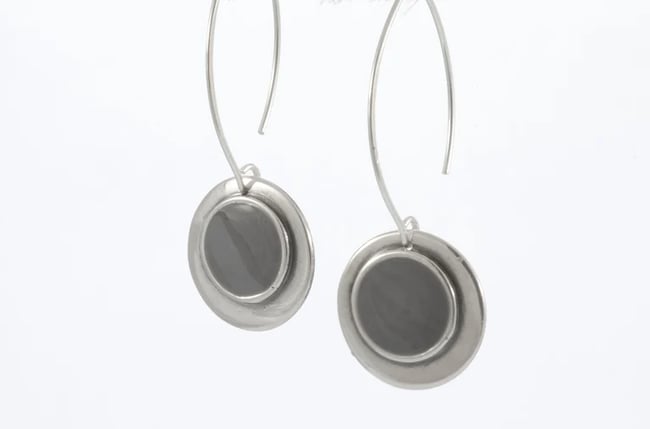Double Rounded Silver Earrings 