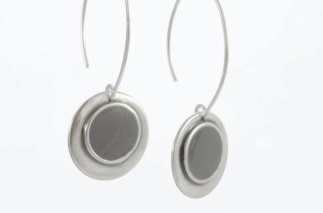 Double Rounded Silver Earrings 