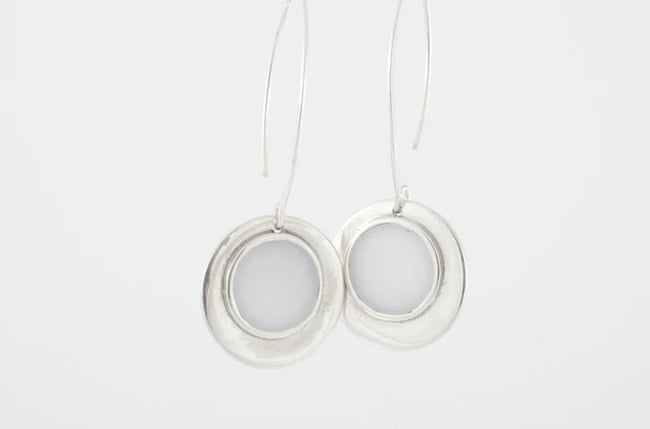 Double Rounded Silver Earrings 
