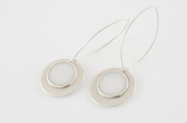 Double Rounded Silver Earrings 