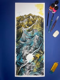 Image 2 of Mountain Twin Yellow and Teal print edition