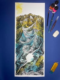 Image 3 of Mountain Twin Yellow and Teal print edition