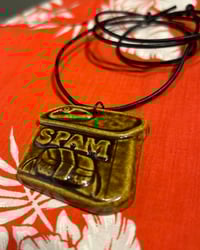 Image 1 of Ceramic "SPAM" Pendant Brown Glaze - Free Shipping
