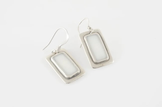 Rectangle Silver Earrings-Various colors