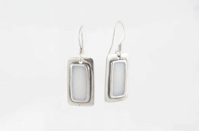Rectangle Silver Earrings-Various colors