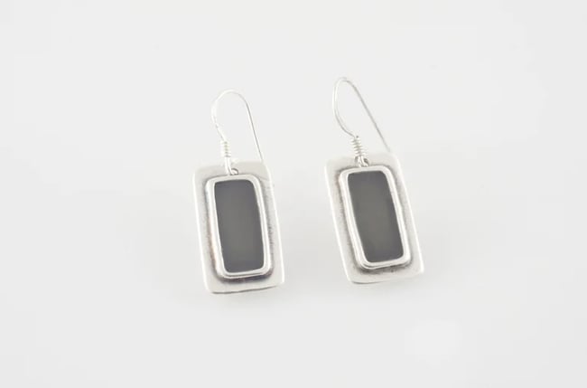 Rectangle Silver Earrings-Various colors