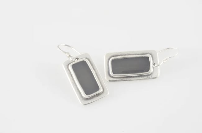 Rectangle Silver Earrings-Various colors