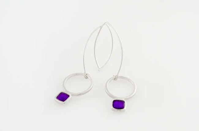 Circle Square Silver Earrings 