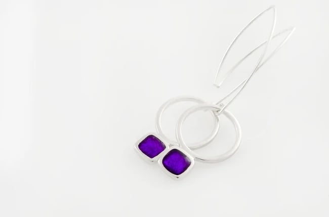 Circle Square Silver Earrings 