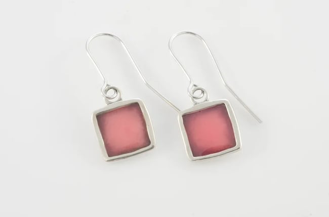 Square Silver Earrings- Various colors