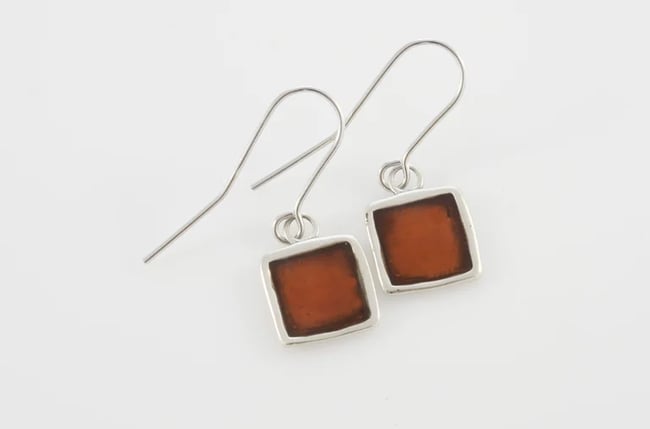 Square Silver Earrings- Various colors