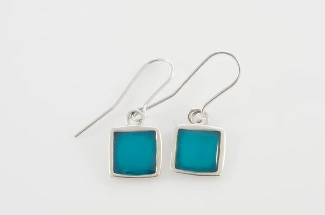 Square Silver Earrings- Various colors