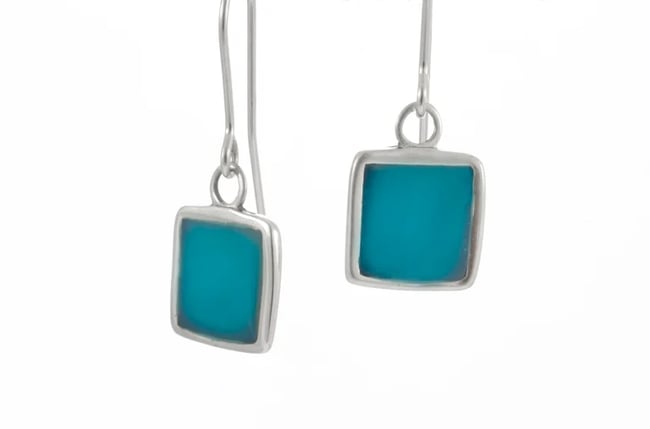 Square Silver Earrings- Various colors