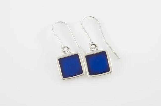 Square Silver Earrings- Various colors