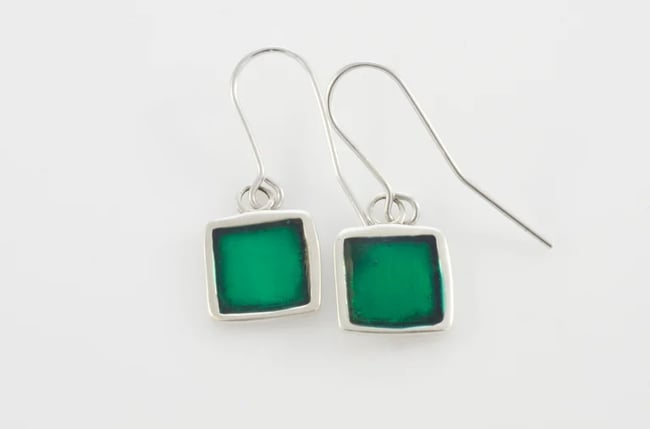 Square Silver Earrings- Various colors