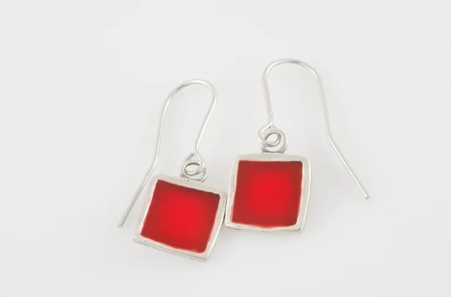 Square Silver Earrings- Various colors