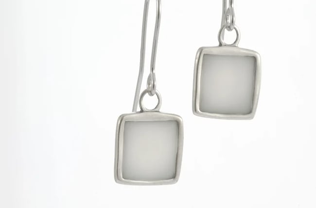 Square Silver Earrings- Various colors