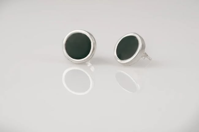 Round Silver Stud Earrings-Various colors