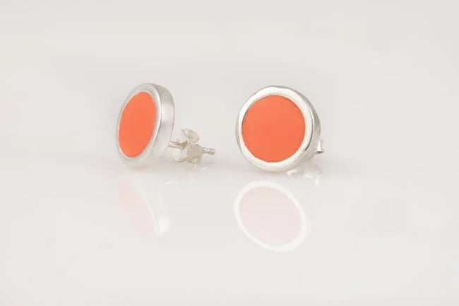 Round Silver Stud Earrings-Various colors