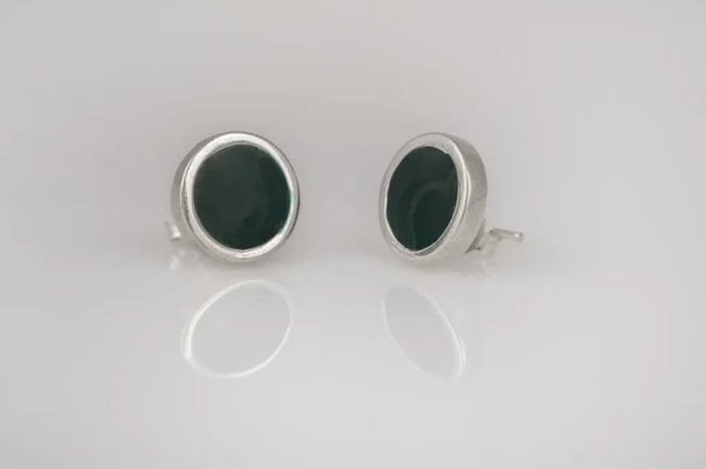Round Silver Stud Earrings-Various colors