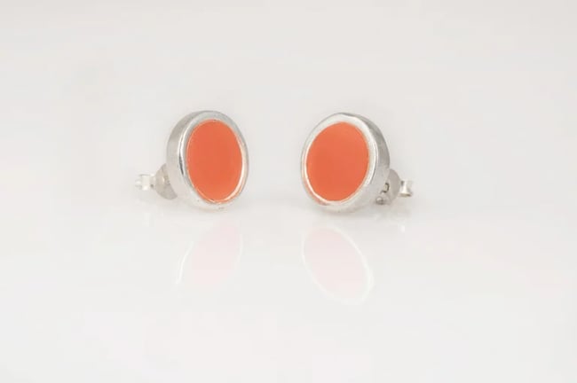 Round Silver Stud Earrings-Various colors