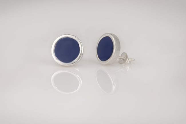 Round Silver Stud Earrings-Various colors