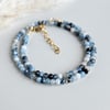 'Azure' Devil Blue Aquamarine choker necklace / wrap bracelet