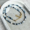 'Azure' Devil Blue Aquamarine choker necklace / wrap bracelet