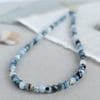 'Azure' Devil Blue Aquamarine choker necklace / wrap bracelet