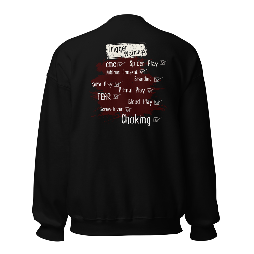 Image of Officially licensed Malachi trigger warning front & back design Unisex Sweatshirt