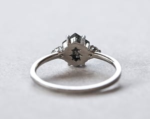Image of Platinum, Hexagonal dark grey diamond Trilogy ring