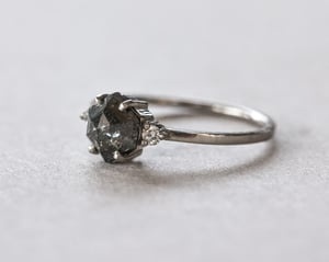 Image of Platinum, Hexagonal dark grey diamond Trilogy ring