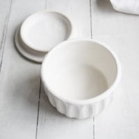 Image 3 of Rustic Modern Matte White Covered Jar, Handmade Pottery Crock, Storage Jar, Made in USA