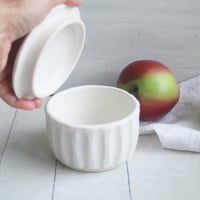 Image 6 of Rustic Modern Matte White Covered Jar, Handmade Pottery Crock, Storage Jar, Made in USA