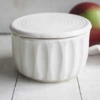 Image 2 of Rustic Modern Matte White Covered Jar, Handmade Pottery Crock, Storage Jar, Made in USA