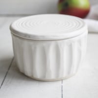 Image 4 of Rustic Modern Matte White Covered Jar, Handmade Pottery Crock, Storage Jar, Made in USA