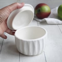 Image 7 of Rustic Modern Matte White Covered Jar, Handmade Pottery Crock, Storage Jar, Made in USA