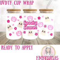 Pink Spooky Season UVDTF cup wrap 