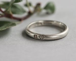 Image of 9ct white gold 3mm matte finish ring