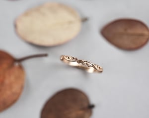 Image of 18ct rose gold 2mm floral carved ring