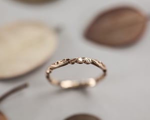 Image of 18ct rose gold 2mm floral carved ring