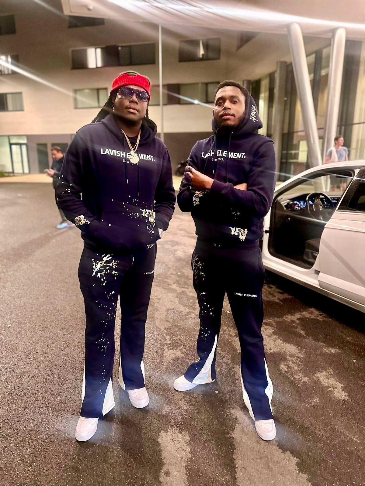 Lavish Element paint splatter flare sweatsuit set | Lavish Element.