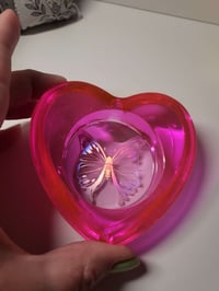 Image 1 of Resin Candle Holder - Pink Butterfly Heart