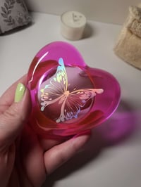 Image 2 of Resin Candle Holder - Pink Butterfly Heart