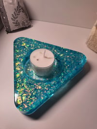 Image 4 of Resin Candle Holder - Glitter Blue Triangle