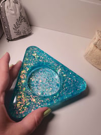 Image 3 of Resin Candle Holder - Glitter Blue Triangle