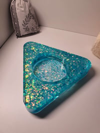 Image 1 of Resin Candle Holder - Glitter Blue Triangle