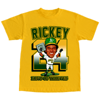"King Of Thieves" Rickey Henderson by Three Kings In Gold Shirt