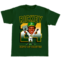"King Of Thieves" Rickey Henderson by Three Kings In Dark Green Shir