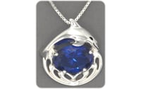 Dolphin Pendant with Faceted Imitation Blue Sapphire
